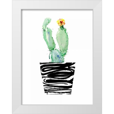 Cute Cactus White Modern Wood Framed Art Print by London, Dakota