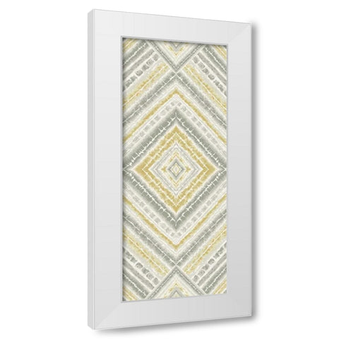 Yellow Global Diamond Pattern White Modern Wood Framed Art Print by Grey, Marielle