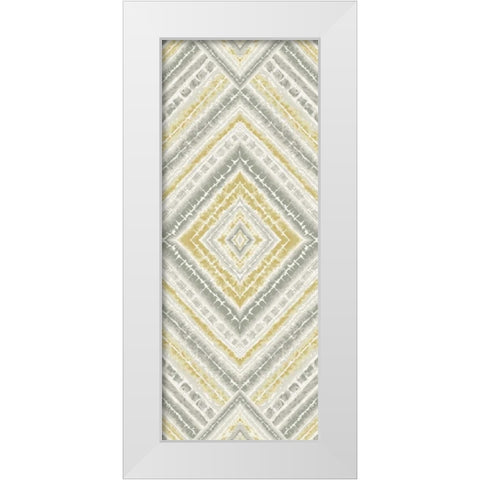 Yellow Global Diamond Pattern White Modern Wood Framed Art Print by Grey, Marielle