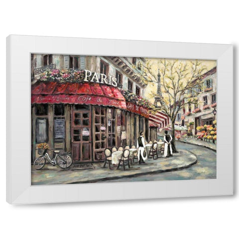 Flower Market Cafe White Modern Wood Framed Art Print by Brighton, William