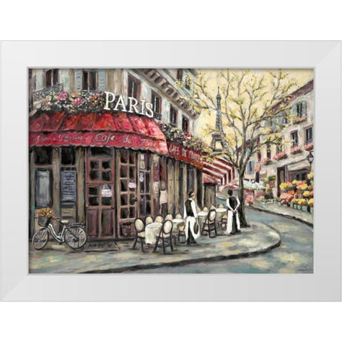 Flower Market Cafe White Modern Wood Framed Art Print by Brighton, William