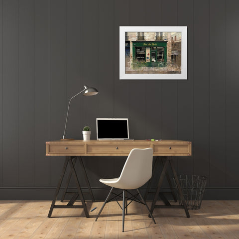 Bar des Sports White Modern Wood Framed Art Print by Hak, Chiu Tak