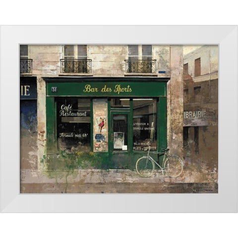 Bar des Sports White Modern Wood Framed Art Print by Hak, Chiu Tak