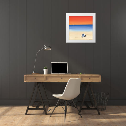 Red sky beach I White Modern Wood Framed Art Print by Cook, Andrea