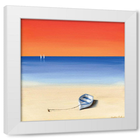 Red sky beach I White Modern Wood Framed Art Print by Cook, Andrea