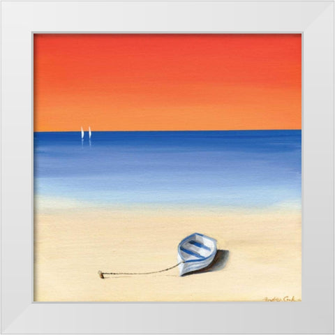 Red sky beach I White Modern Wood Framed Art Print by Cook, Andrea