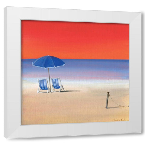Red sky beach III White Modern Wood Framed Art Print by Cook, Andrea
