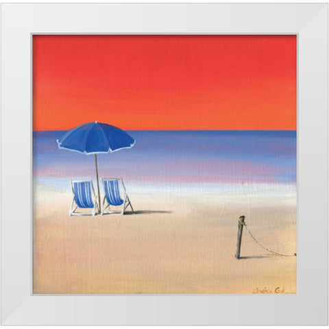 Red sky beach III White Modern Wood Framed Art Print by Cook, Andrea