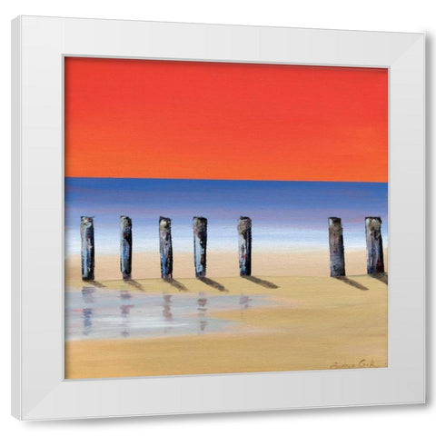 Red sky beach IV White Modern Wood Framed Art Print by Cook, Andrea