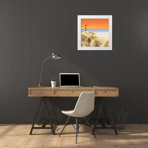Lighthouse Sunset White Modern Wood Framed Art Print by Cook, Andrea