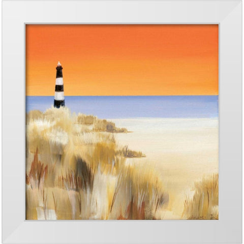 Lighthouse Sunset White Modern Wood Framed Art Print by Cook, Andrea