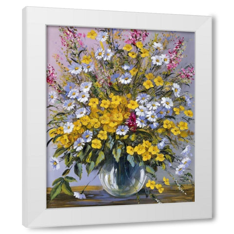 Mixed bouquet White Modern Wood Framed Art Print by Paleta, Anna