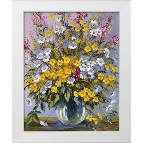 Mixed bouquet White Modern Wood Framed Art Print by Paleta, Anna