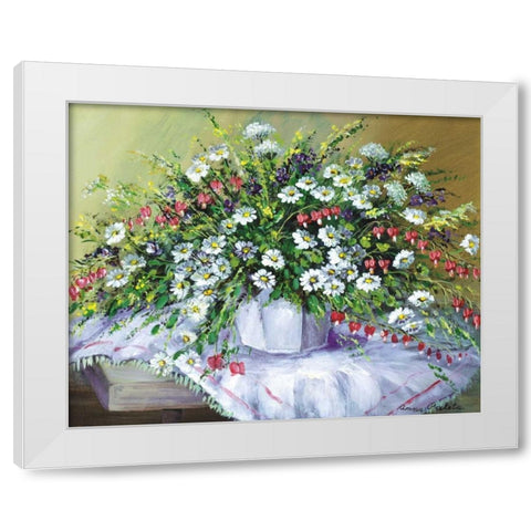 Colourful table I White Modern Wood Framed Art Print by Paleta, Anna