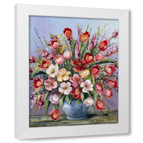 Red Classi bouqet White Modern Wood Framed Art Print by Paleta, Anna