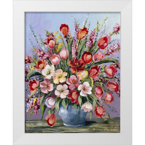 Red Classi bouqet White Modern Wood Framed Art Print by Paleta, Anna