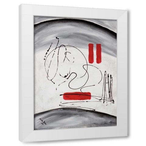 Three red blocks White Modern Wood Framed Art Print by die Zakko, Art