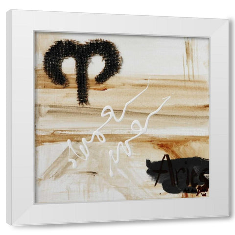 Aries White Modern Wood Framed Art Print by die Zakko, Art