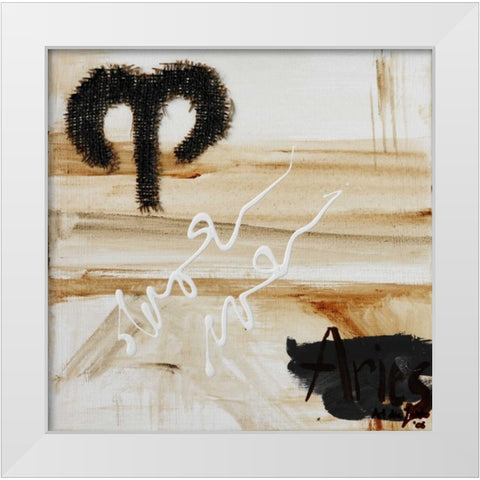 Aries White Modern Wood Framed Art Print by die Zakko, Art
