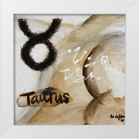 Taurus White Modern Wood Framed Art Print by die Zakko, Art
