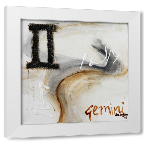 Gemini White Modern Wood Framed Art Print by die Zakko, Art