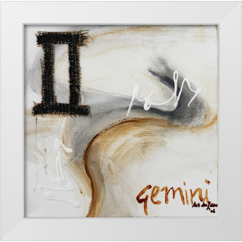 Gemini White Modern Wood Framed Art Print by die Zakko, Art