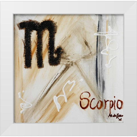 Scorpio White Modern Wood Framed Art Print by die Zakko, Art
