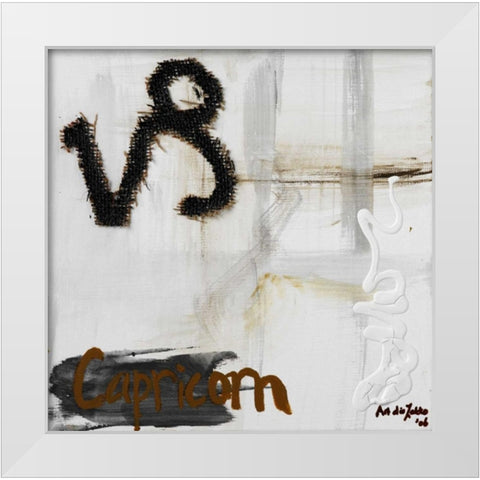 Capricorn White Modern Wood Framed Art Print by die Zakko, Art