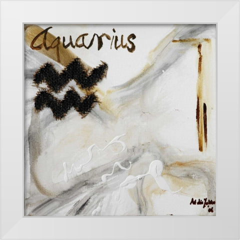 Aquarius White Modern Wood Framed Art Print by die Zakko, Art