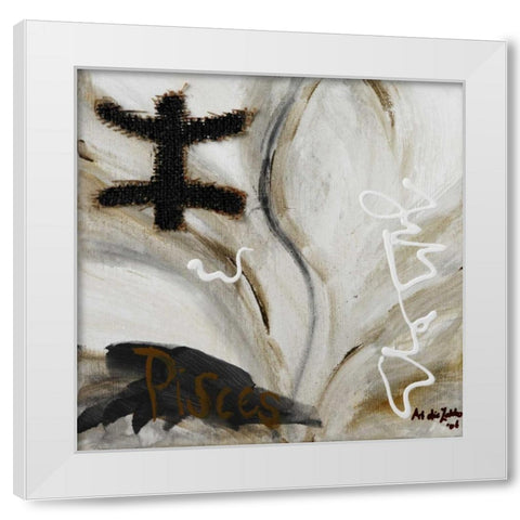 Piscus White Modern Wood Framed Art Print by die Zakko, Art