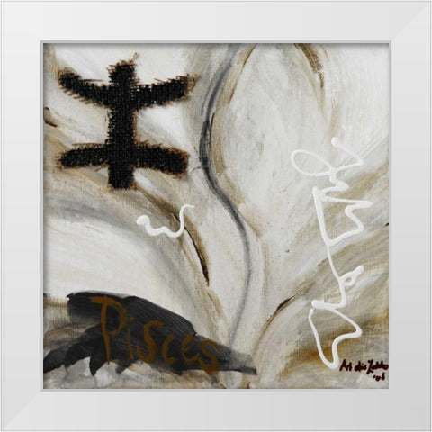 Piscus White Modern Wood Framed Art Print by die Zakko, Art