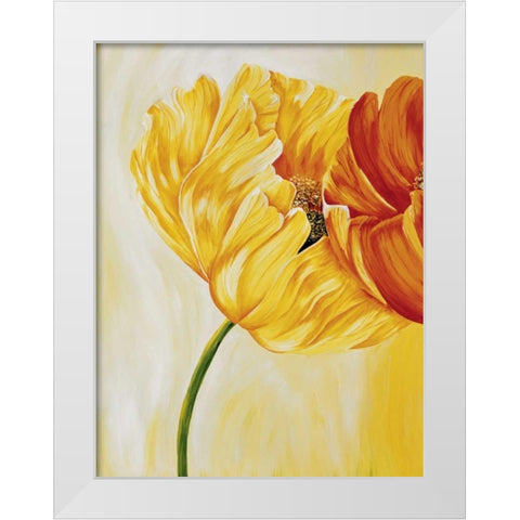 Dancing Tulips I White Modern Wood Framed Art Print by Frederiks, Beatrix