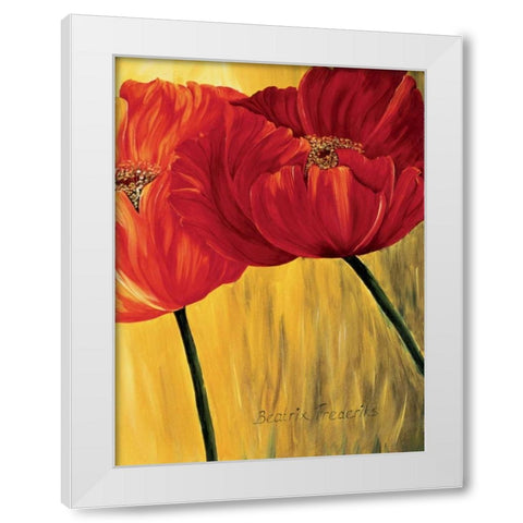 Dancing Tulips II White Modern Wood Framed Art Print by Frederiks, Beatrix