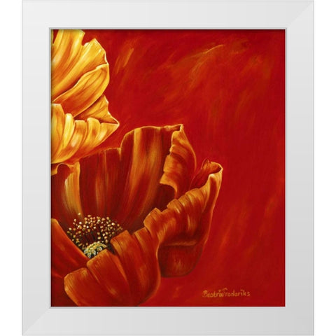 Poppies in bloom II White Modern Wood Framed Art Print by Frederiks, Beatrix