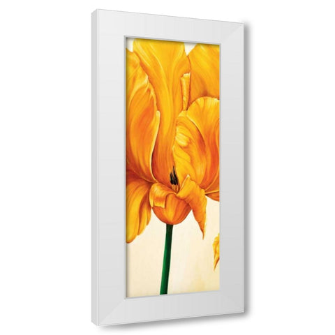 Tulips in Tryptichon I White Modern Wood Framed Art Print by Frederiks, Beatrix