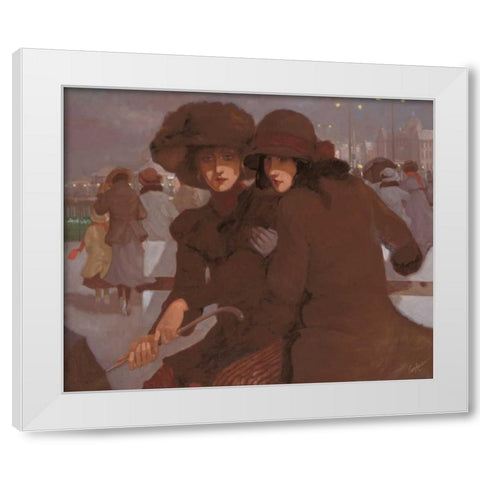 Friends I White Modern Wood Framed Art Print by van Rooijen, Carel