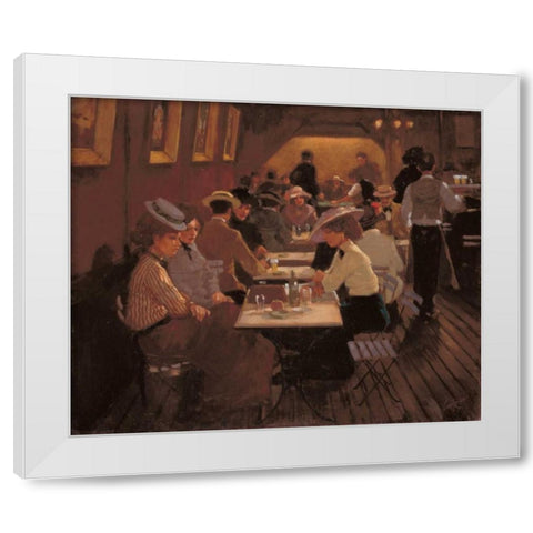 Old barscene White Modern Wood Framed Art Print by van Rooijen, Carel