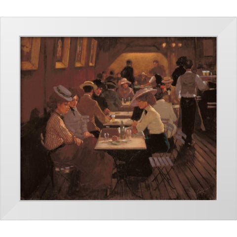 Old barscene White Modern Wood Framed Art Print by van Rooijen, Carel