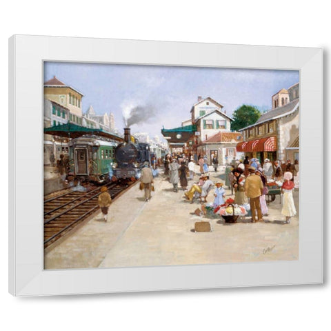 Old trainstation I White Modern Wood Framed Art Print by van Rooijen, Carel