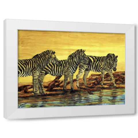 Sunset stripes White Modern Wood Framed Art Print by Blair, David
