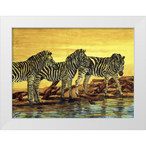 Sunset stripes White Modern Wood Framed Art Print by Blair, David
