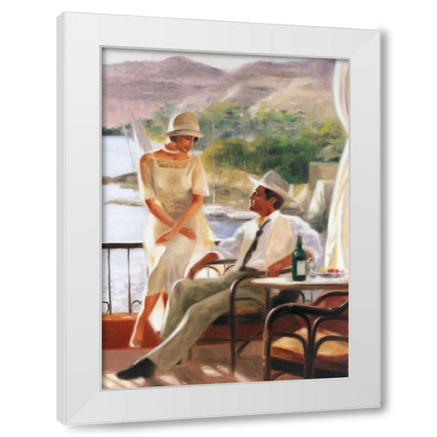 Meeting at the tea-garden White Modern Wood Framed Art Print by Denis, E