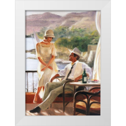Meeting at the tea-garden White Modern Wood Framed Art Print by Denis, E