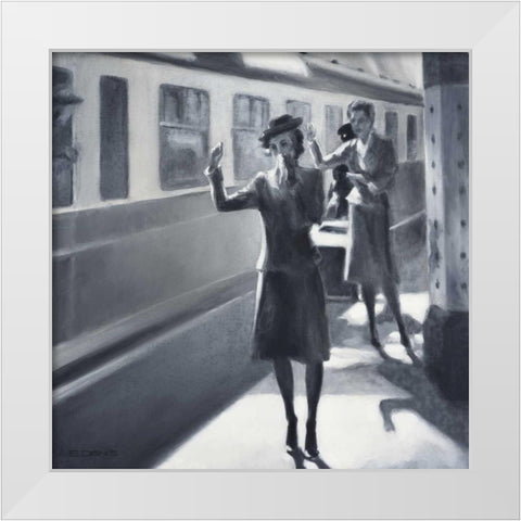 trainstation White Modern Wood Framed Art Print by Denis, E