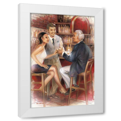 Bar conversations III White Modern Wood Framed Art Print by Denis, E