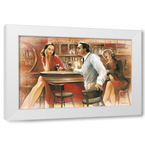 Bar conversations VI White Modern Wood Framed Art Print by Denis, E