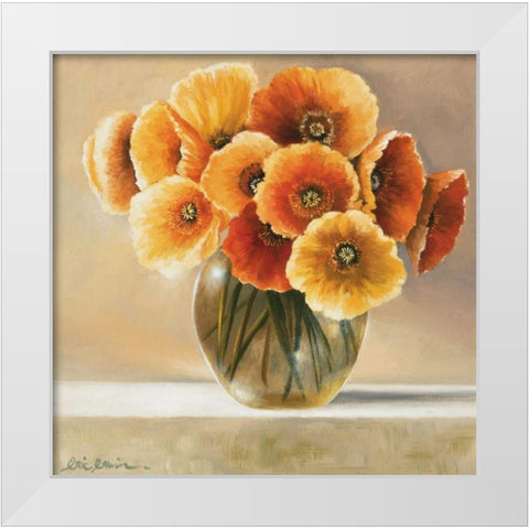 Bouquet in orange White Modern Wood Framed Art Print by Erwin, Eric