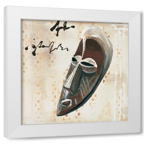 African Mask White Modern Wood Framed Art Print by Elki,O