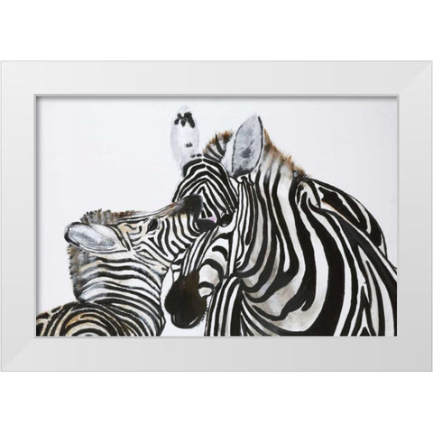 Zebra White Modern Wood Framed Art Print by Elki,O