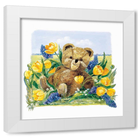 Spring Bear White Modern Wood Framed Art Print by Withaar, Rian
